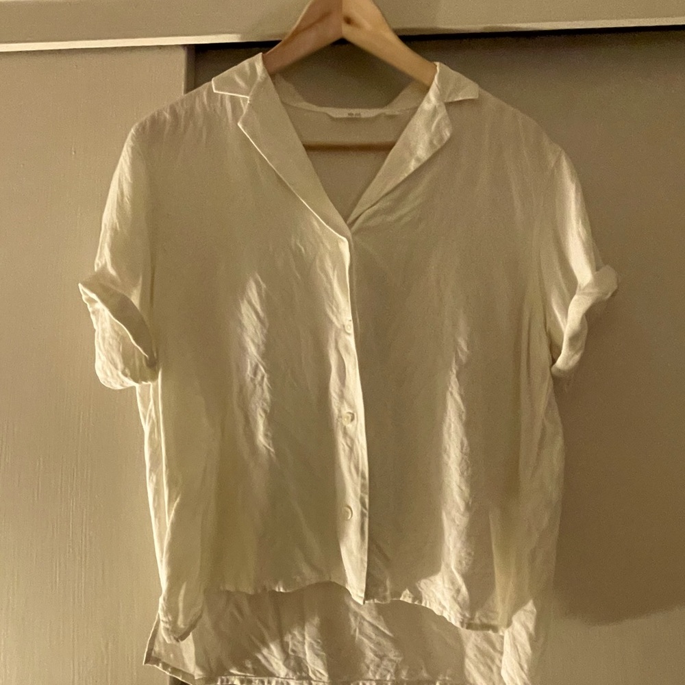Cream linen button up